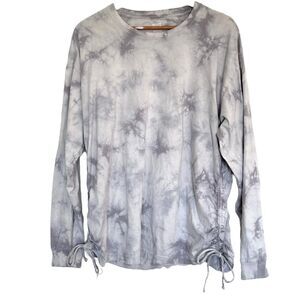 NWT Victorias Secret PINK Campus Crew‎ Ruched Sides Long Sleeve Tie Dye sz Med